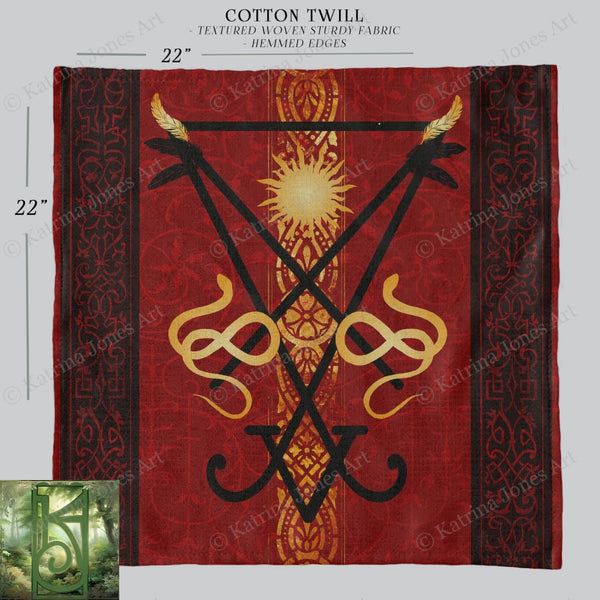 Lucifer Symbol Altar Cloth - Witch Pagan Tarot Mat Decor Square
