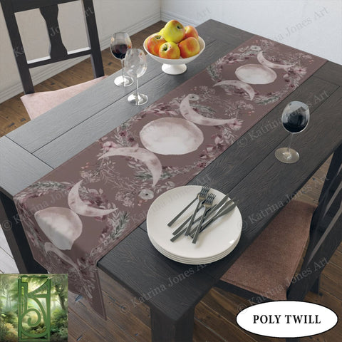 Woodland Triple Moon Altar Cloth Table Runner - Wicca Spiritual Decor