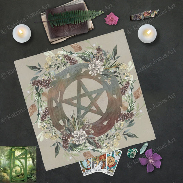 Woodland Fall Altar Cloth - Mabon Autumn Wiccan Pagan Decor Square