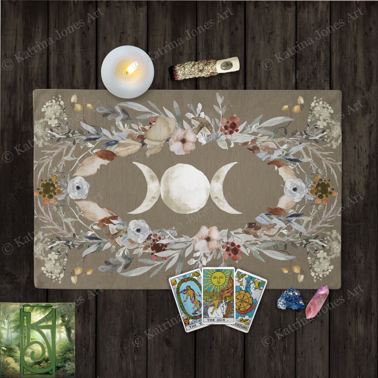 Tarot Cloth Harvest Moon Altar Rectangular Cotton Twill Rec