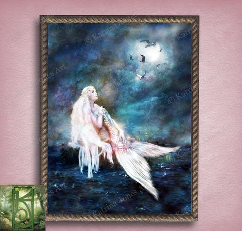 Mermaid Art Canvas Wall Print Mythical Creature Fantasy