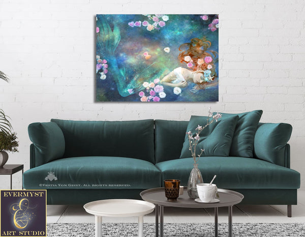 Mermaid Art Painting Canvas Print Decor Lover Gift