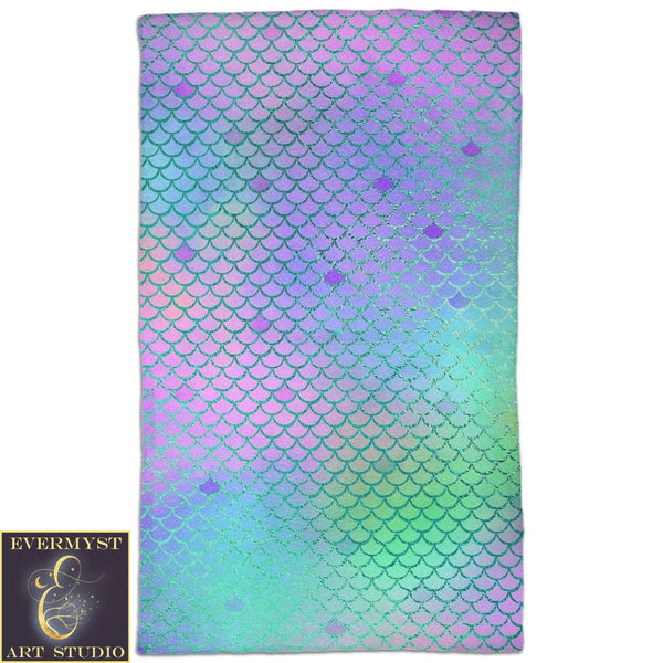 Mermaid Bathroom Decor Shower Curtain Bath Towel Set Lover Gift Hand Home