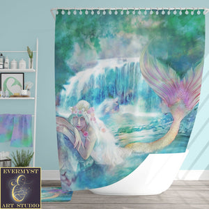 Mermaid Bathroom Decor Shower Curtain Bath Towel Set Lover Gift Home