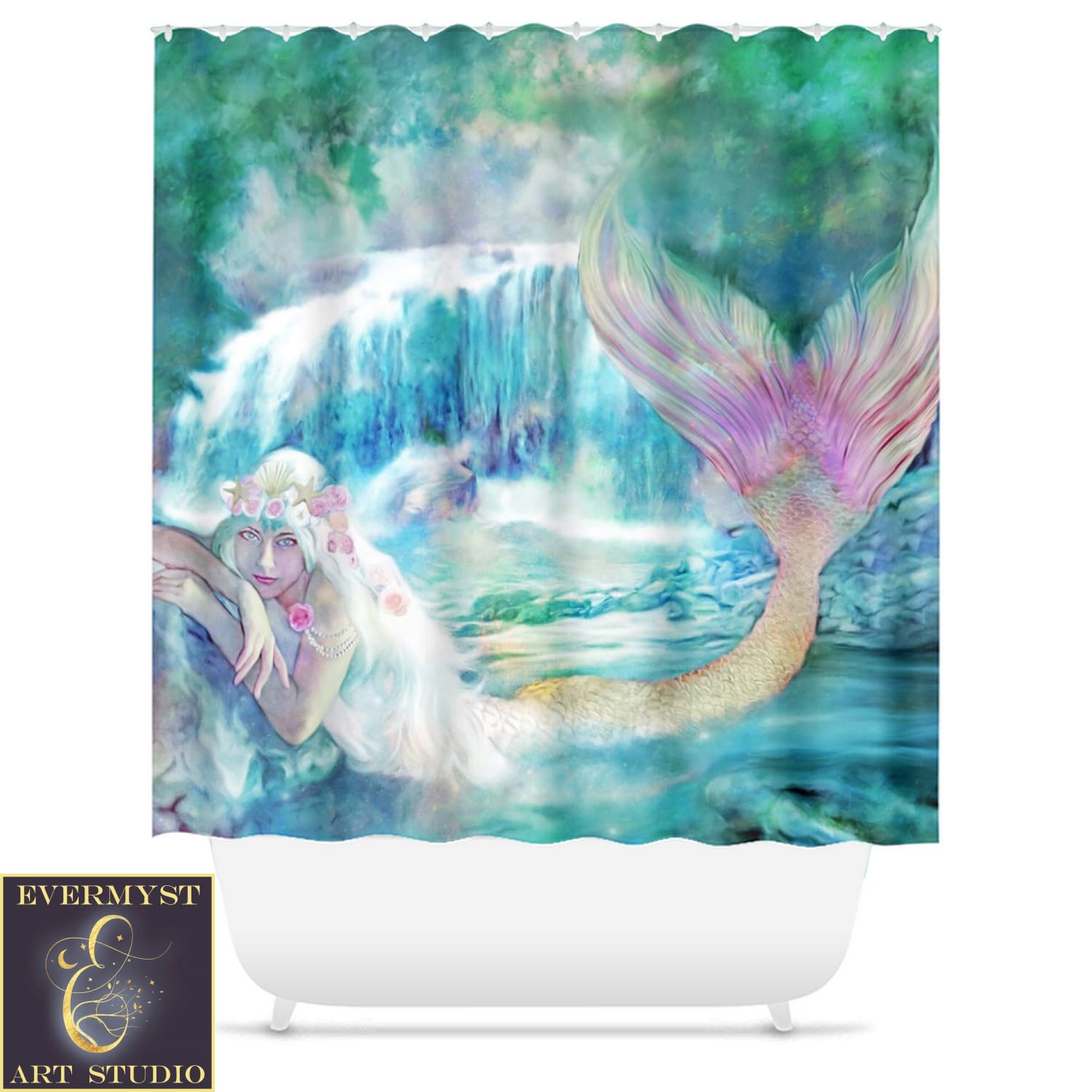 Mermaid Bathroom Decor Shower Curtain Bath Towel Set Lover Gift Home