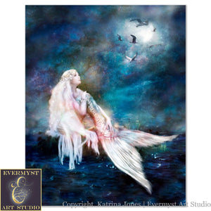 Mermaid Art Canvas Wall Print Mythical Creature Fantasy 8 X 10 Paper