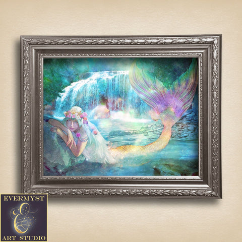 Mermaid Art Print Decor Canvas Wall Gift 8 X 10 Paper