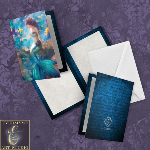 Mermaid Fantasy Mythic Greeting Card Stationary Set Notecards