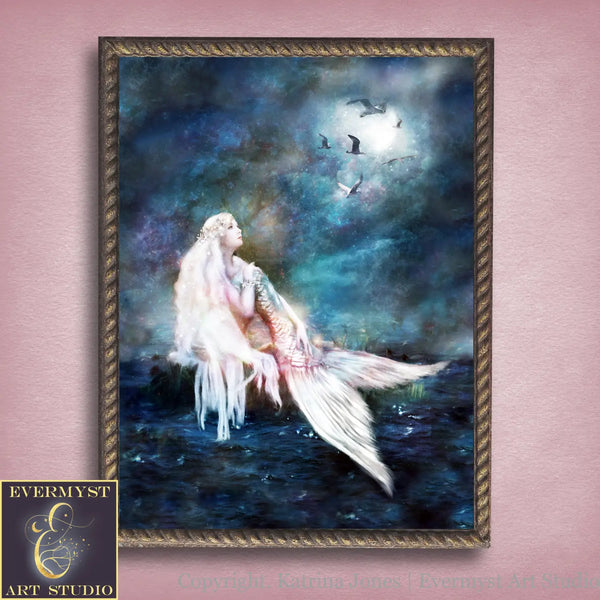 Mermaid Moon Fine Art Print Giclee - Limited Signed Collectors Edition Exclusive