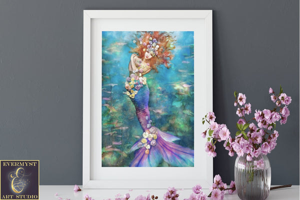 Mermaid Art Decor Wall Print Painting