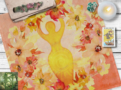 Sun Goddess Tarot Cloth For Litha Altars - Pagan Decor And Witch Gift Altar Square