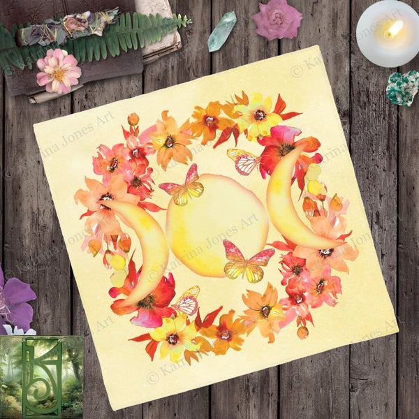 Altar And Tarot Cloth Summer Litha Triple Moon Design Square