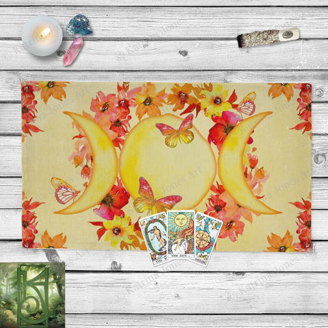 Summer Solstice Altar Cloth - Pagan Witch Tarot Mat Cotton Twill Rec