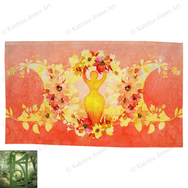 Sun Goddess Altar Cloth Witch Wicca Tarot Mat Beltane Decor Rec