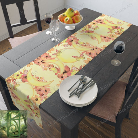Triple Moon Summer Table Runner - Altar Cloth Tarot Reading Mat Witch Pagan Wicca Decor 16’ ×
