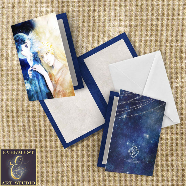 Moon And Star Goddess Greeting Card Fantasy Mythic Celestial Notecard