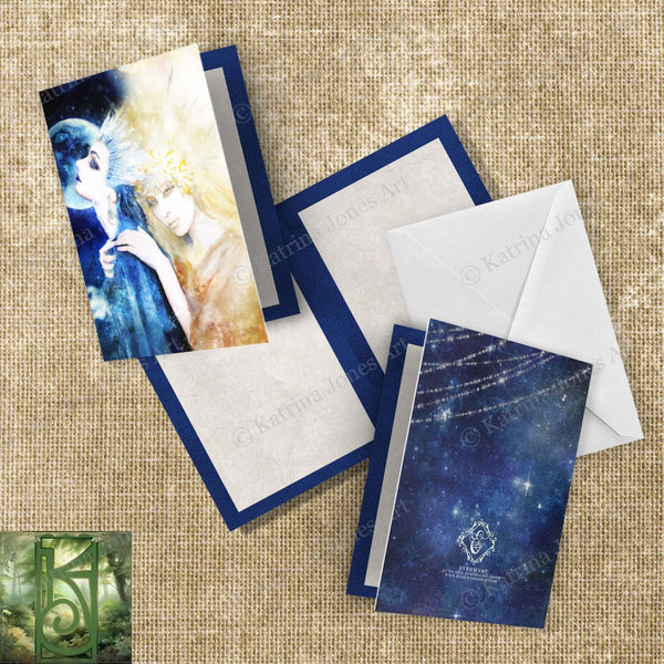 Moon And Star Goddess Greeting Card Fantasy Mythic Celestial Notecard