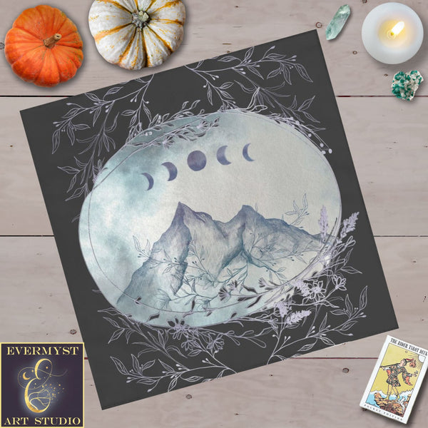 Moon Phases Tarot Cloth - Botanical Altar Square