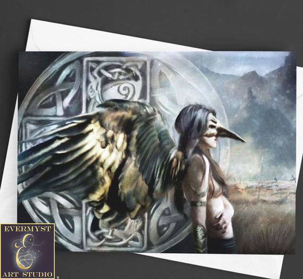 Morrigan Greeting Card Celtic Goddess Gaelic Fantasy Art Blank