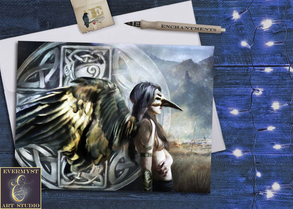 Morrigan Greeting Card Celtic Goddess Gaelic Fantasy Art Blank