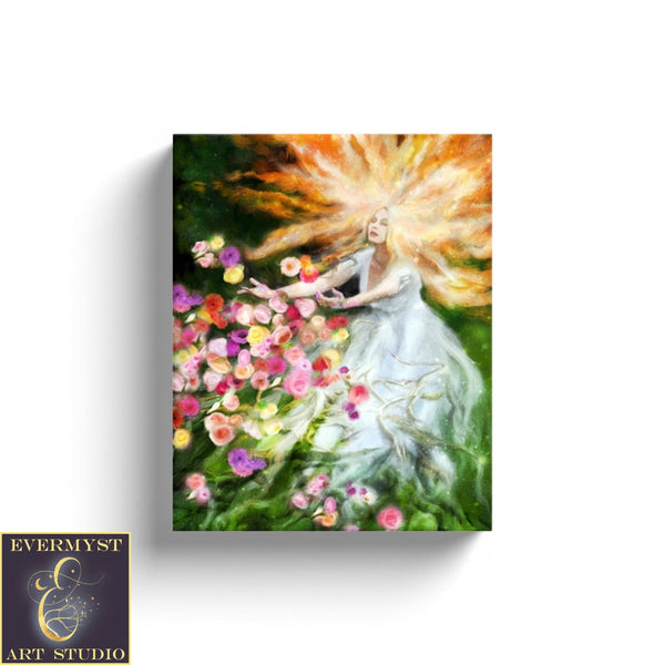 Goddess Art Mother Earth Print Gaia Flowers Canvas