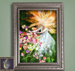 Goddess Art Mother Earth Print Gaia Flowers Canvas