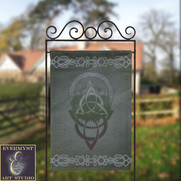 Nature-Inspired Triple Knot Celtic Garden Flag