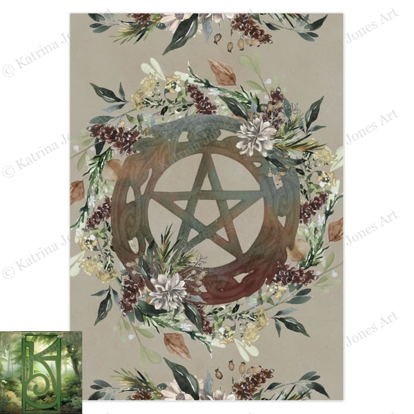Nature Woodland Pentacle Witch Greeting Card Pagan Symbol Witchy Earth Blank Notecard 10 Cards