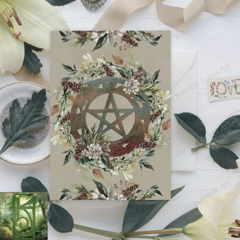 Nature Woodland Pentacle Witch Greeting Card Pagan Symbol Witchy Earth Blank Notecard
