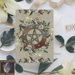 Nature Woodland Pentacle Witch Greeting Card Pagan Symbol Witchy Earth Blank Notecard