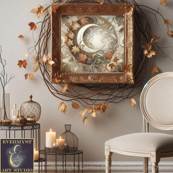 a picture hanging on a wall next to a chair