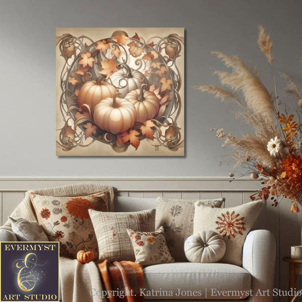 a living room filled with furniture and a painting on the wall