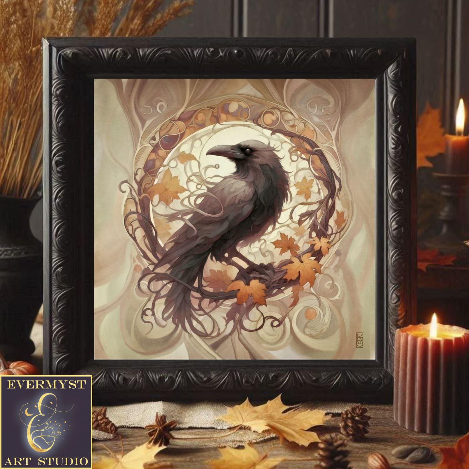 a painting of a bird sitting on top of a table