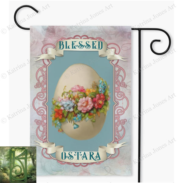 Ostara Garden Flag For Spring Equinox Wiccan Pagan Witch Decor