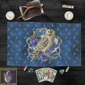 Owl Altar Cloth - Tarot And Wicca Decor With Flowers Rec