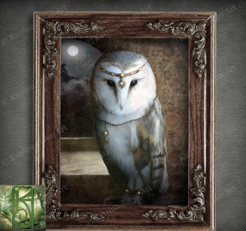 Owl Art Mythic Fantasy Painting Print Dark Acadamia