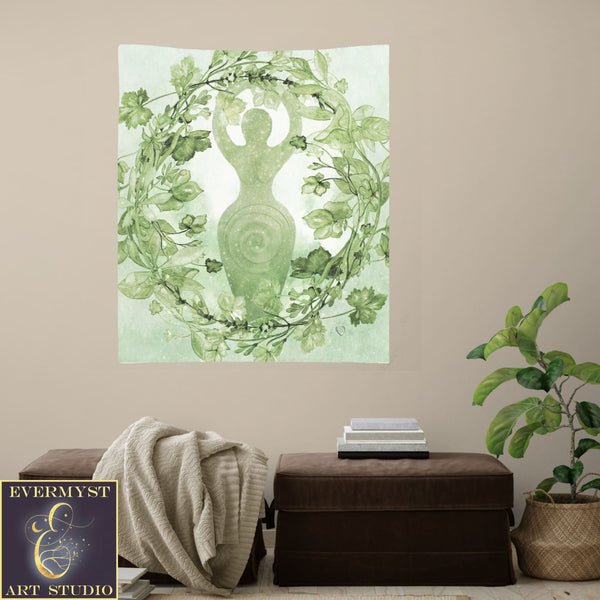 Pagan Altar Cloth - Green Goddess And Witch Ritual Decor Square