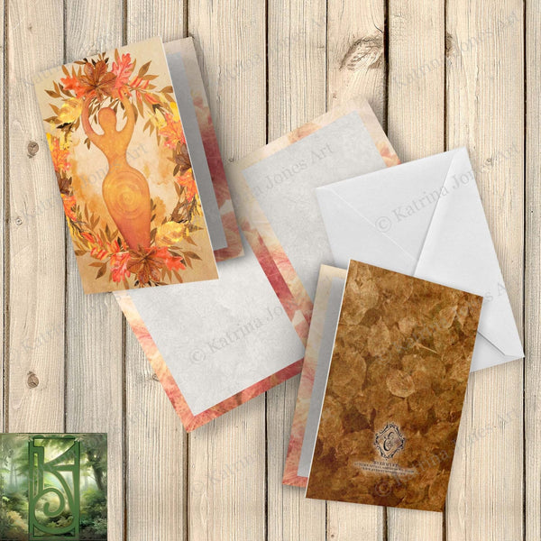 Pagan Goddess Blank Greeting Card Samhain Fall Witch Wicca Sabbat Stationary Sets Notecards