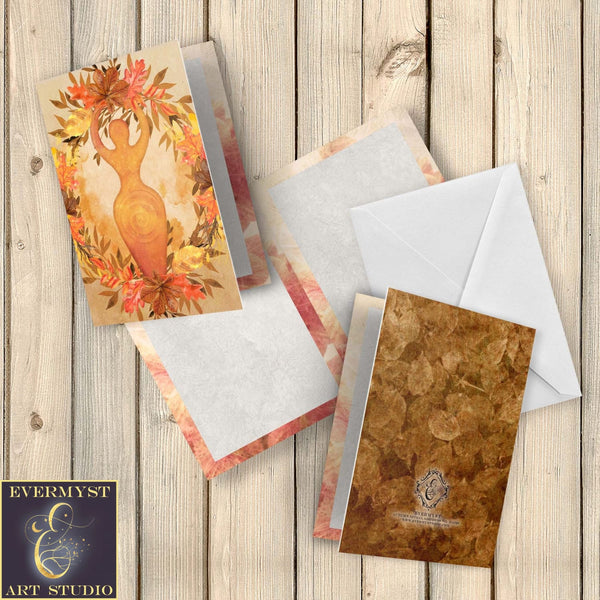 Pagan Goddess Blank Greeting Card Samhain Fall Witch Wicca Sabbat Stationary Sets Notecards