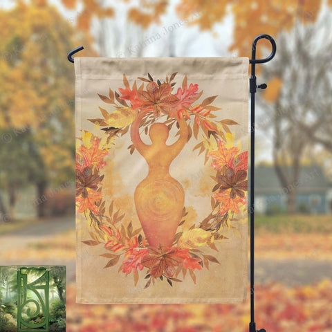 Pagan Goddess Fall Garden Flag - Autumn Decor For Samhain