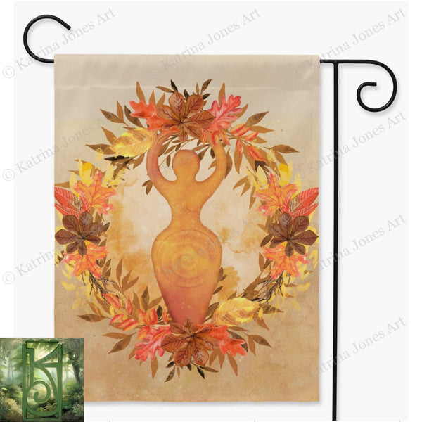 Pagan Goddess Fall Garden Flag - Autumn Decor For Samhain Single / 24.5X32.125 Inch