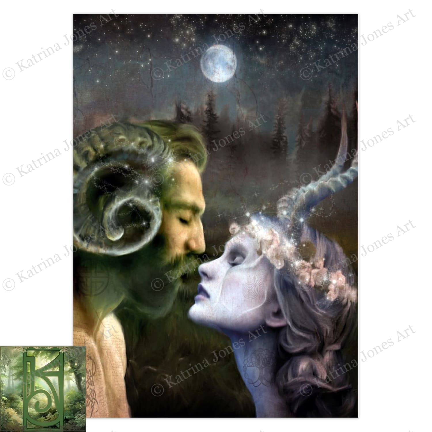 Pagan Greeting Card Horned Gods Art Wedding Wicca Handfasting Pagain Notecards 1