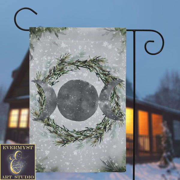 Pagan Winter Solstice Flag - Wicca Witch Garden Decor