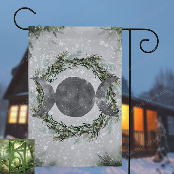 Pagan Winter Solstice Flag - Wicca Witch Garden Decor