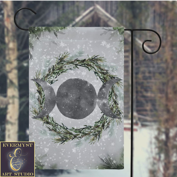 Pagan Winter Solstice Flag - Wicca Witch Garden Decor