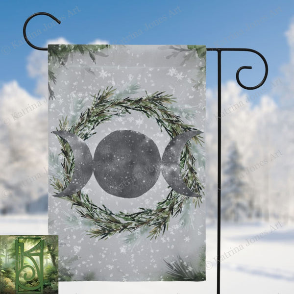 Pagan Winter Solstice Flag - Wicca Witch Garden Decor