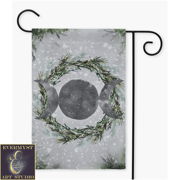 Pagan Winter Solstice Flag - Wicca Witch Garden Decor Single / 12X18 Inch