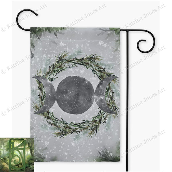 Pagan Winter Solstice Flag - Wicca Witch Garden Decor Single / 12X18 Inch