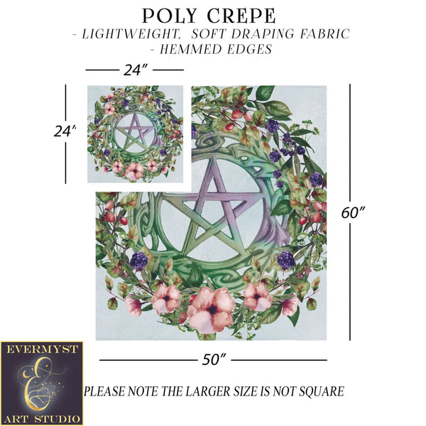 Pentacle Altar Tarot Cloth - Floral Fruits Witch Decor For Litha Square