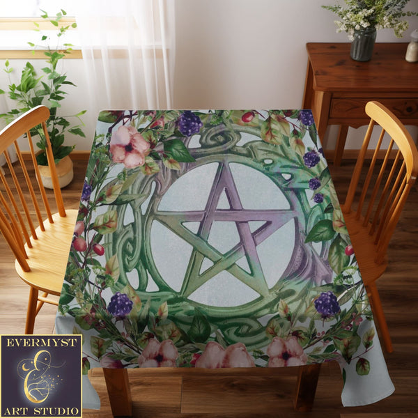 Pentacle Altar Tarot Cloth - Floral Fruits Witch Decor For Litha Square